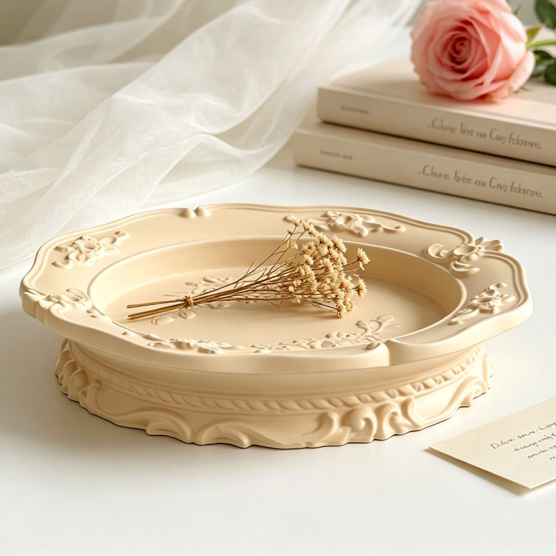 Coaster Mold Round - Elegant Vintage Baroque Lace Silicone Mold,
