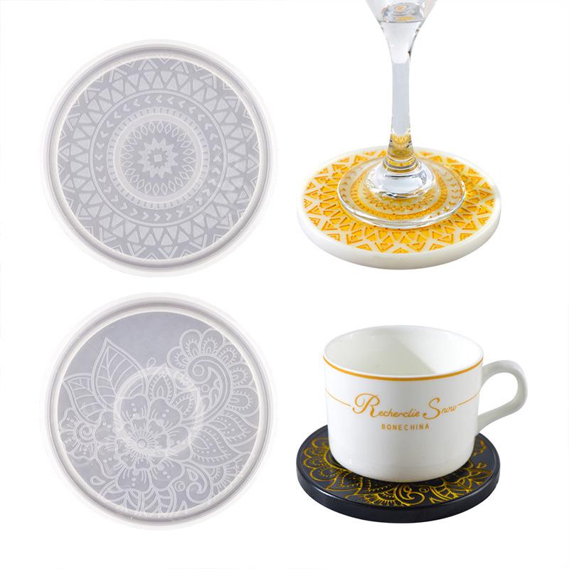 Coaster Mold Round - Flower Coaster Silicone Mold Epoxy Resin