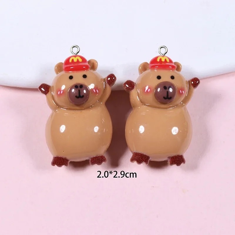 Resin Craft Supplies - 10Pcs Glossy Flatback Capybara Resin Charms