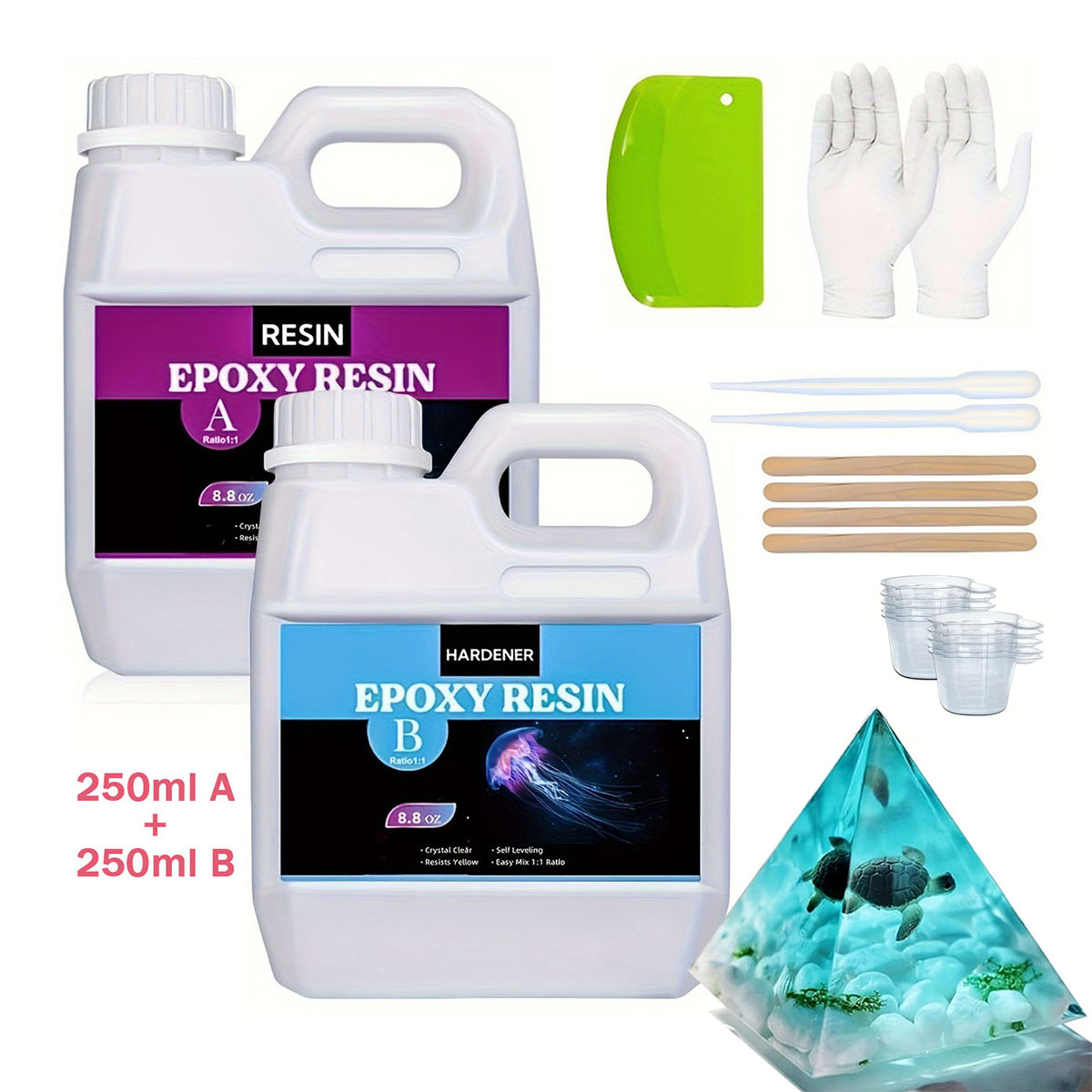Resin Jewelry Kit - 125ml/250ml Crystal Clear Casting Resin Kit,