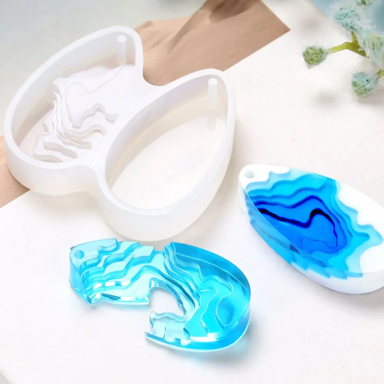 Resin Ocean Wave Mold - Round Water Drop Handmade DIY Crystal