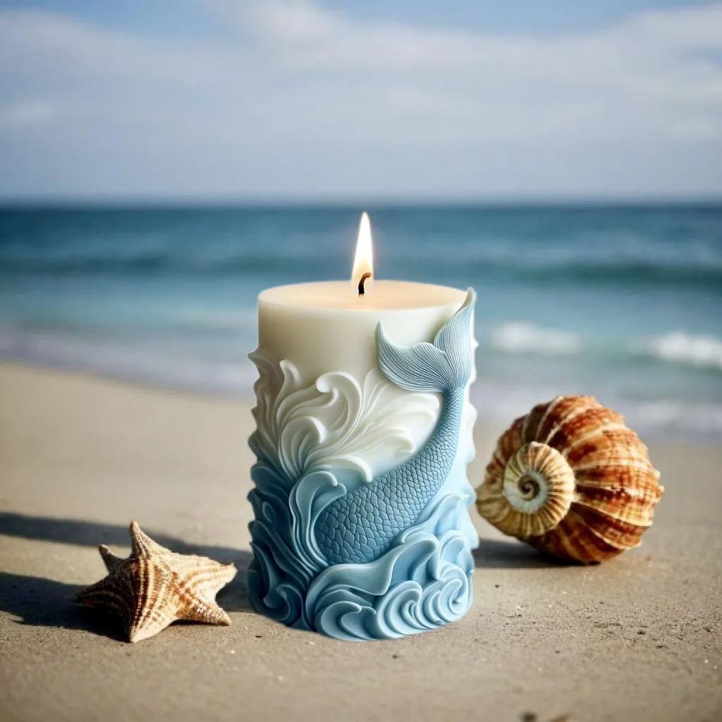 Resin Ocean Wave Mold - 2024 ocean wave foam cylindrical candle