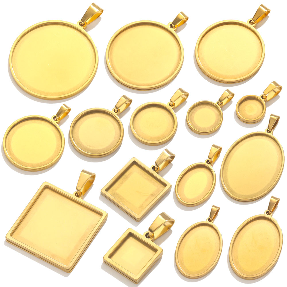 Bezels Set Pendant - 5pcs Stainless Steel Pendant Cabochon Base