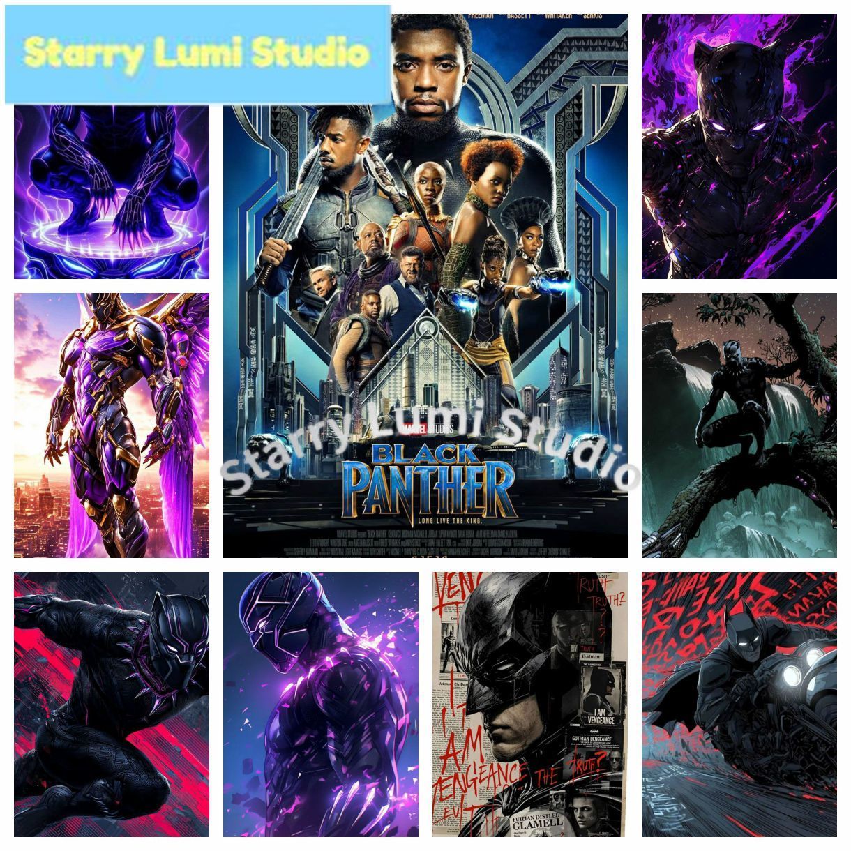 Resin Craft Kit - Black Panther Shiny Bright Diamond Painting