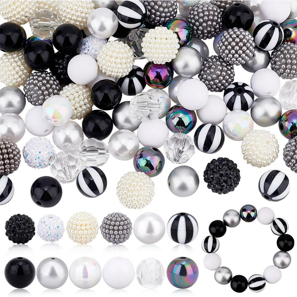 Resin Crafts - 106pcs Chunky Beads 12 Styles Bubblegum