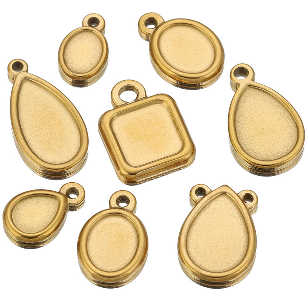 Resin Craft Supplies - 5pcs Stainless Steel Square Drop Round