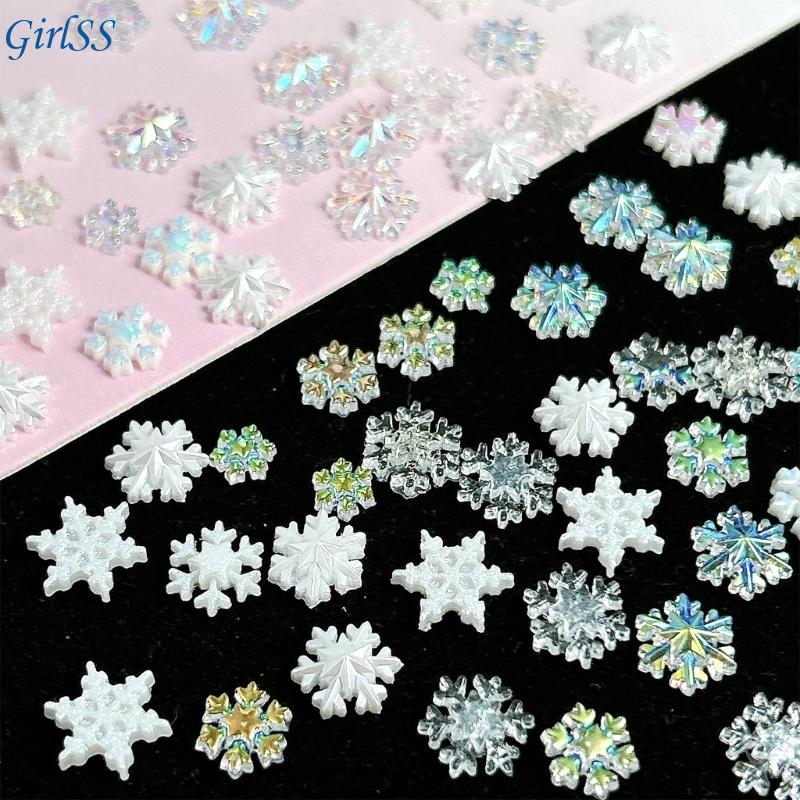 Resin Glitter Pack - 1Set Assorted White Glittering Snowflake Charms