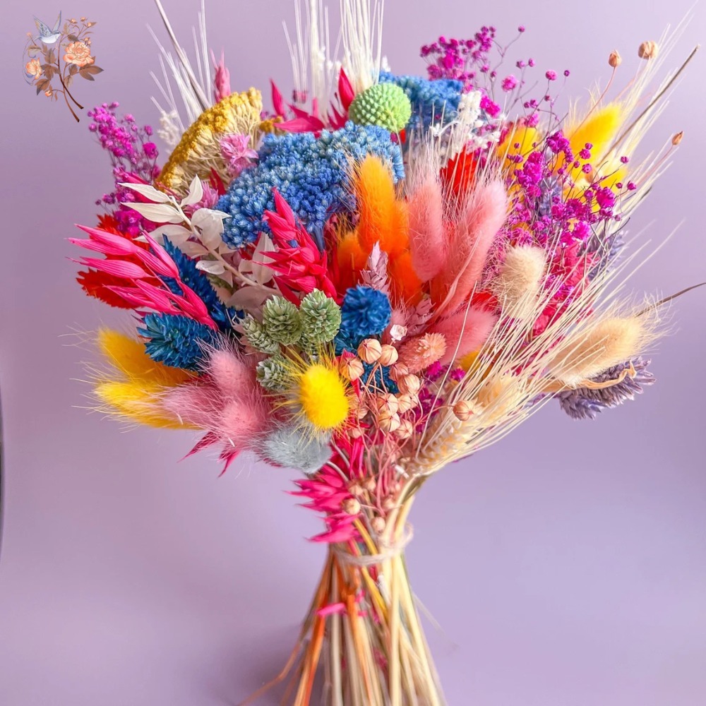 Dried Flower Bulk - Colorful Dried Flowers Wedding Bouquet for