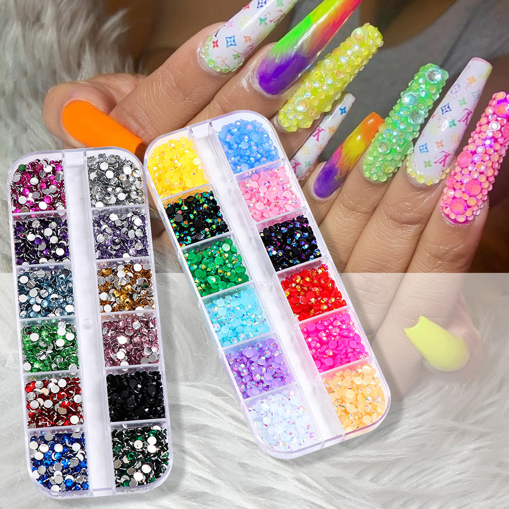 Resin Glitter Pack - 2400pcs 2mm AB Jelly Rhinestones Set
