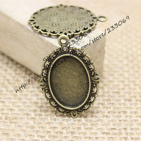 Bezels Set Pendant - 40pcs/lot Antique bronze alloy 22*30mm (Fit