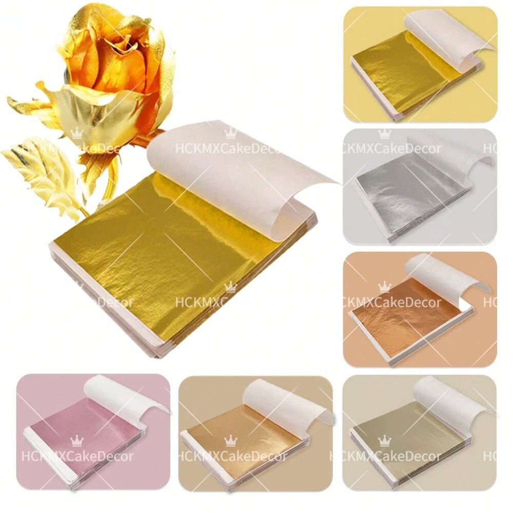 Gold Foil Flakes - 100pcs Imitation Gold Foil Sheets Multi-Color