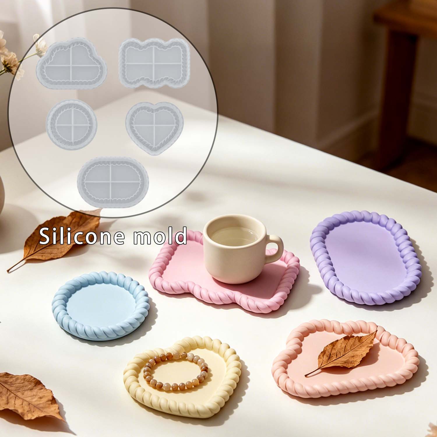 Serving Tray Mold - A variety of jute coaster sets,