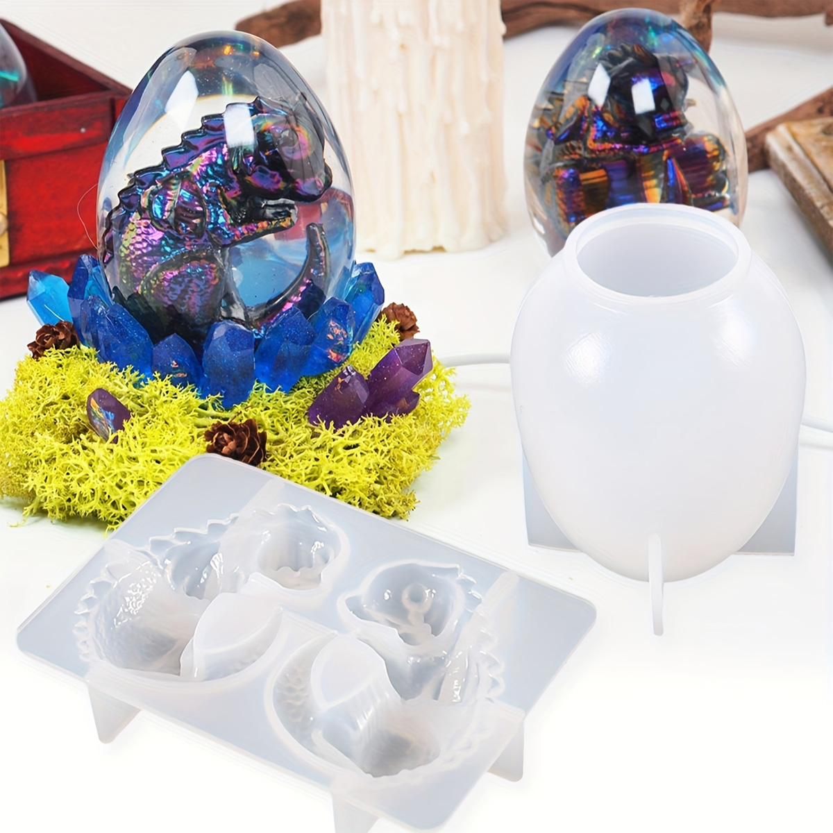 Resin Craft Ideas - Silicone Dragon Egg Molds, 2-Piece Set,