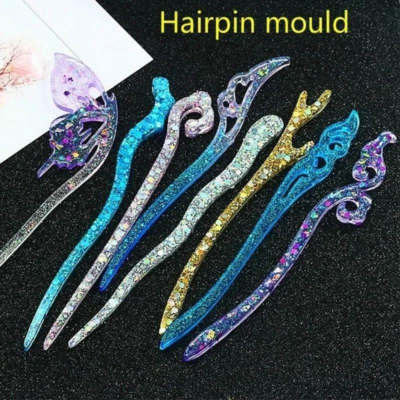 Resin Craft Supplies - New Transparent Hairpin Silicone Special Mould