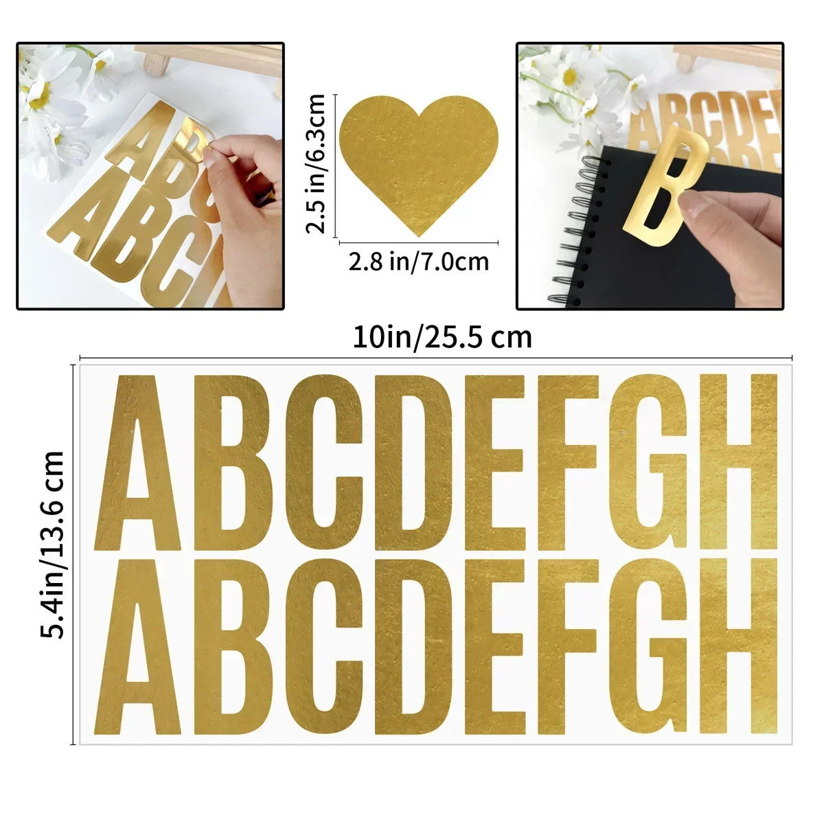 Gold Foil Flakes - 100 Pcs 6 Sheets Gold Letter