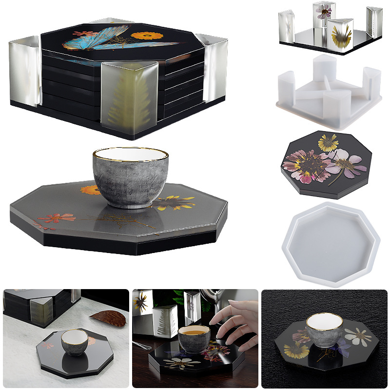 Coaster Mold Round - Silicone Coaster Storage Box Mold Round