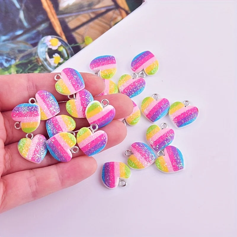 10Pcs Colorful Heart Resin Cha - Resin Crafts Diy review and price