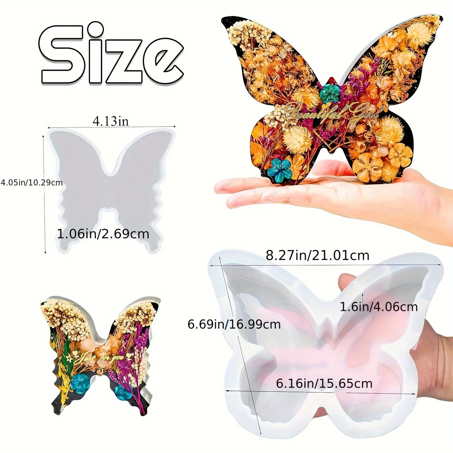 Two sizes of butterfly resin m - Flower Preservation Resin review and price