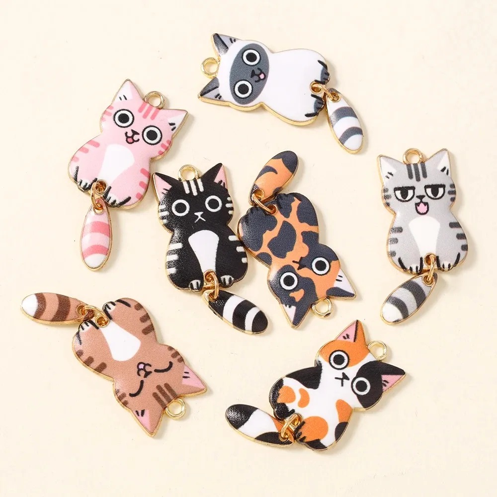 10Pcs 16×39mm Cute Cartoon Cat - Resin Craft Supplies review and price
