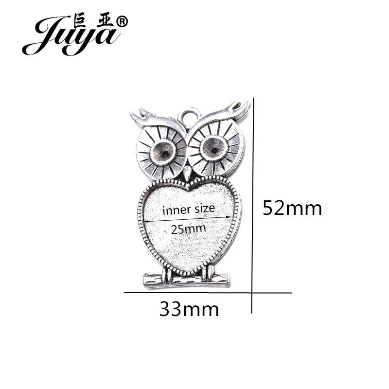 5pcs/lot 25mm Heart Shape Owl  - Bezels Set Pendant review and price