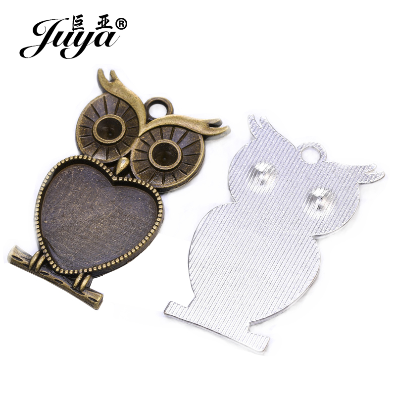 5pcs/lot 25mm Heart Shape Owl  - Bezels Set Pendant review and price