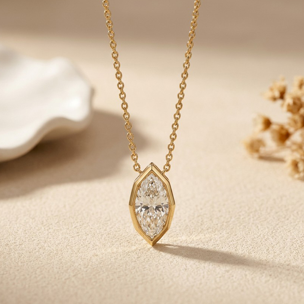 EWYA 3CT Marquise Cut Moissani - Bezels Set Pendant review and price