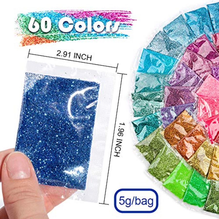 Fine Glitter, 300g 60 Colors E - Resin Glitter Pack review and price