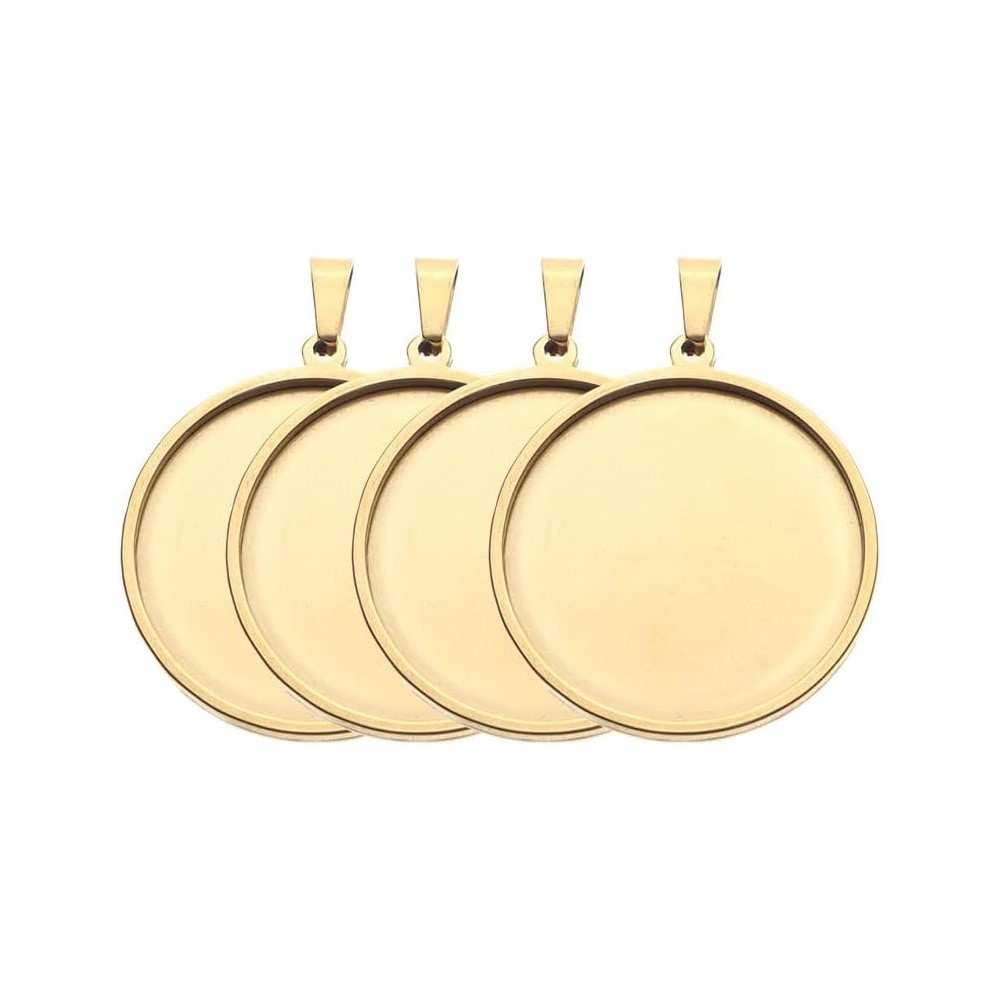 5Pcs/Lot Stainless Steel Round - Bezels Set Pendant review and price