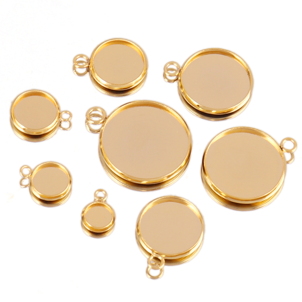 10Pcs Stainless Steel Cabochon - Bezels Set Pendant review and price