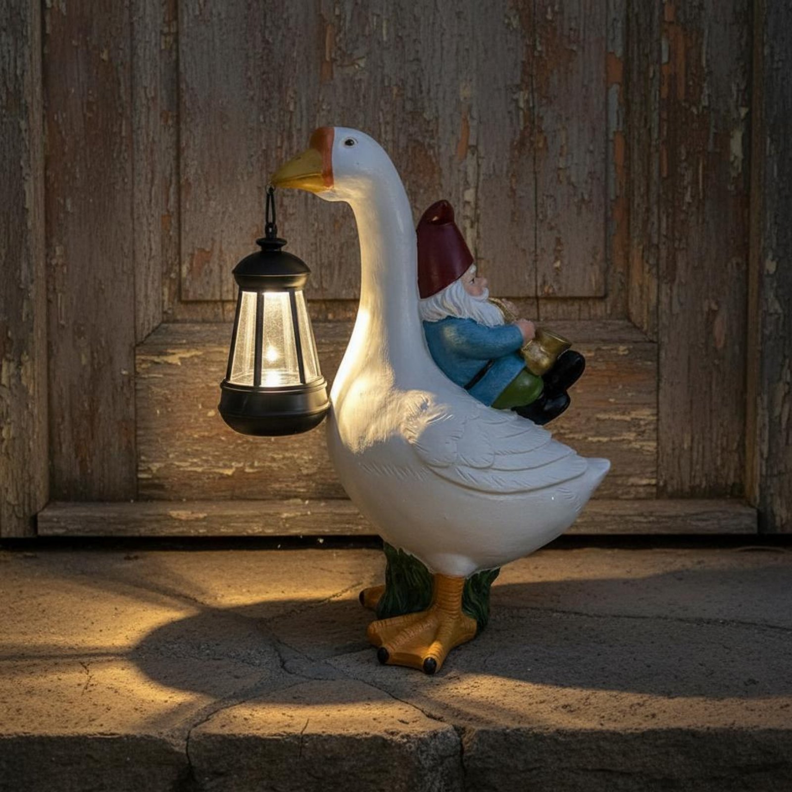 Gnome Riding Goose Statue Weat - Resin Crafts review and price