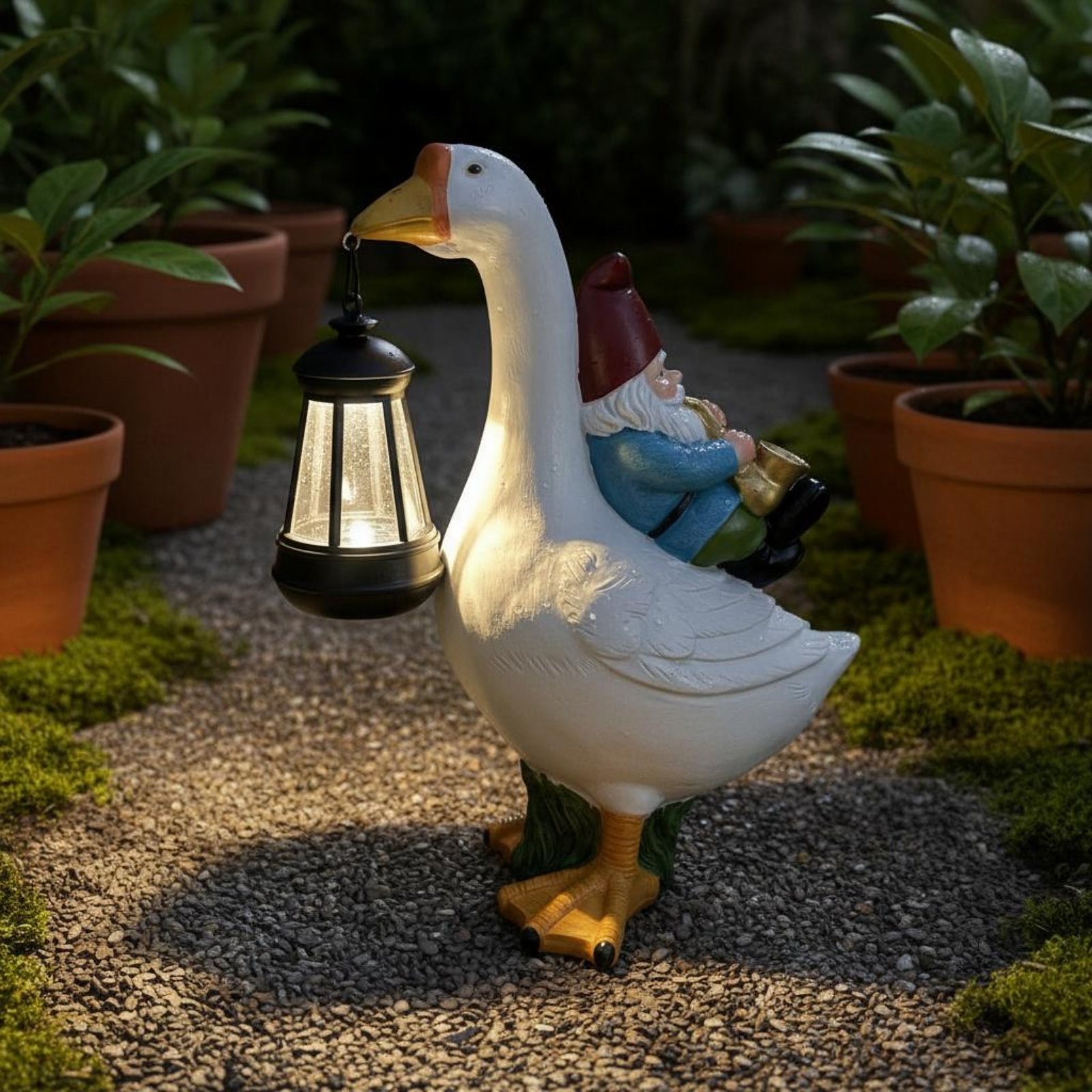 Gnome Riding Goose Statue Weat - Resin Crafts review and price